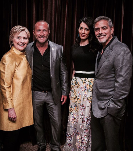 Dr. Andy Khawaja with Hillary Clinton and George Clooney