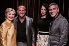 Dr. Andy Khawaja with Hillary Clinton and George Clooney