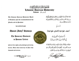 Andy Khawaja - LAU PhD Diploma